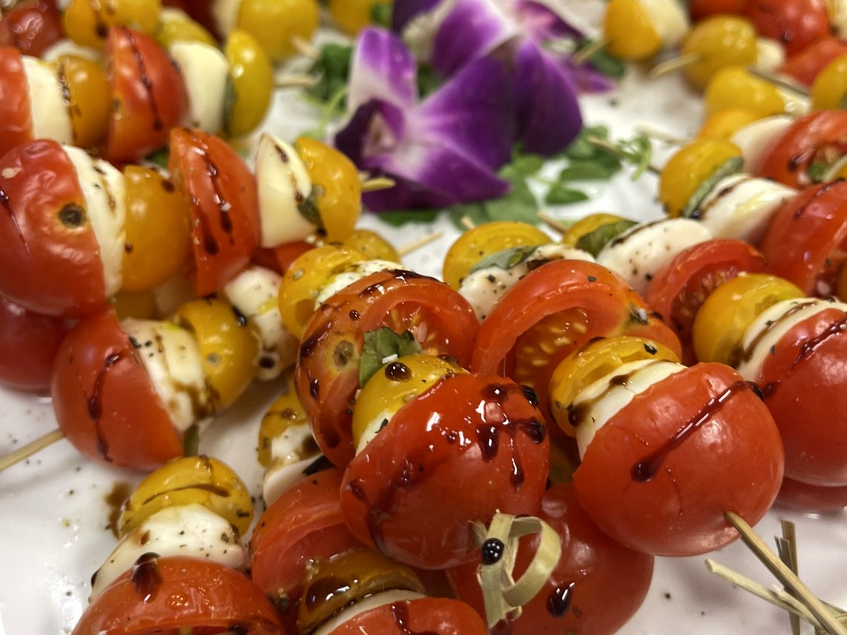 Caprese skewers prepared by Aniya Marie
