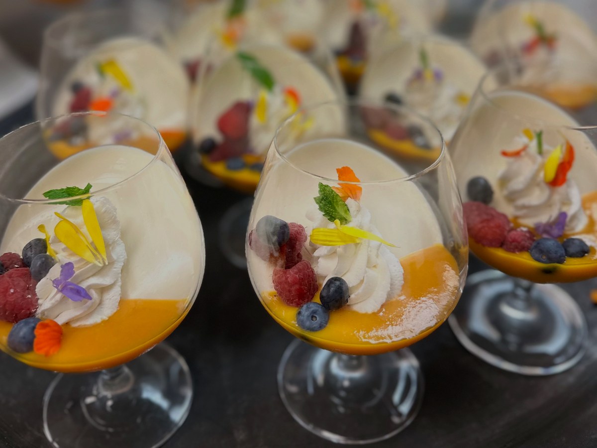 Dessert cups with fruit and whipped cream